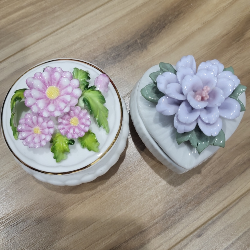 Floral Ceramic Trinket Boxes